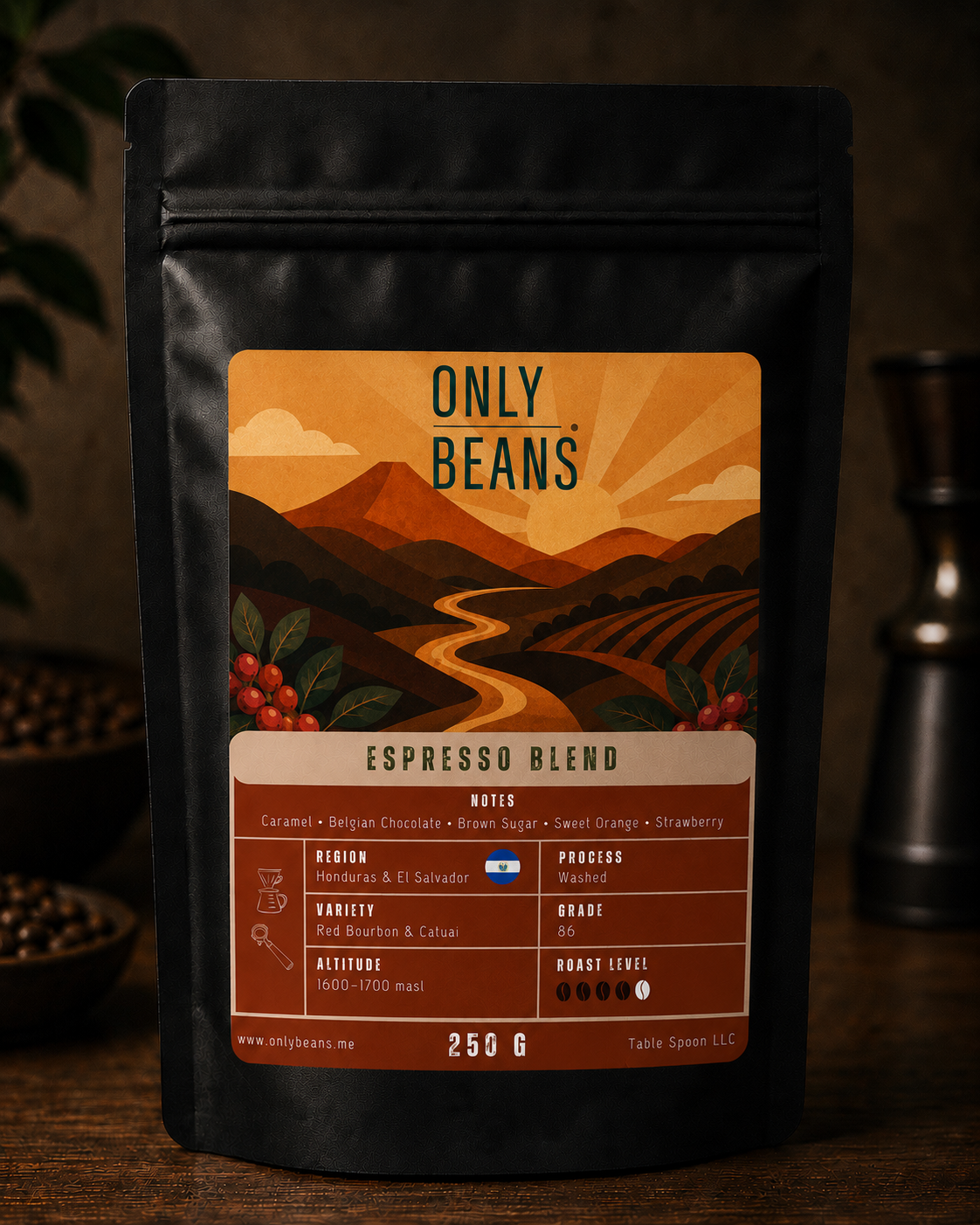 Espresso Blend specialty coffee bag from Honduras & El Salvador
